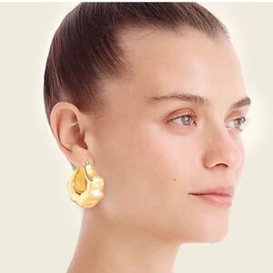 J. Crew Sculpted Gold Oversized Hoop Earrings